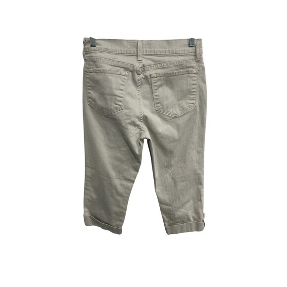 NYDJ Mid Rise Capri Pants Beige Sz 10 Petite Cuffed Hem Cotton Blend Neutral - Picture 2 of 11